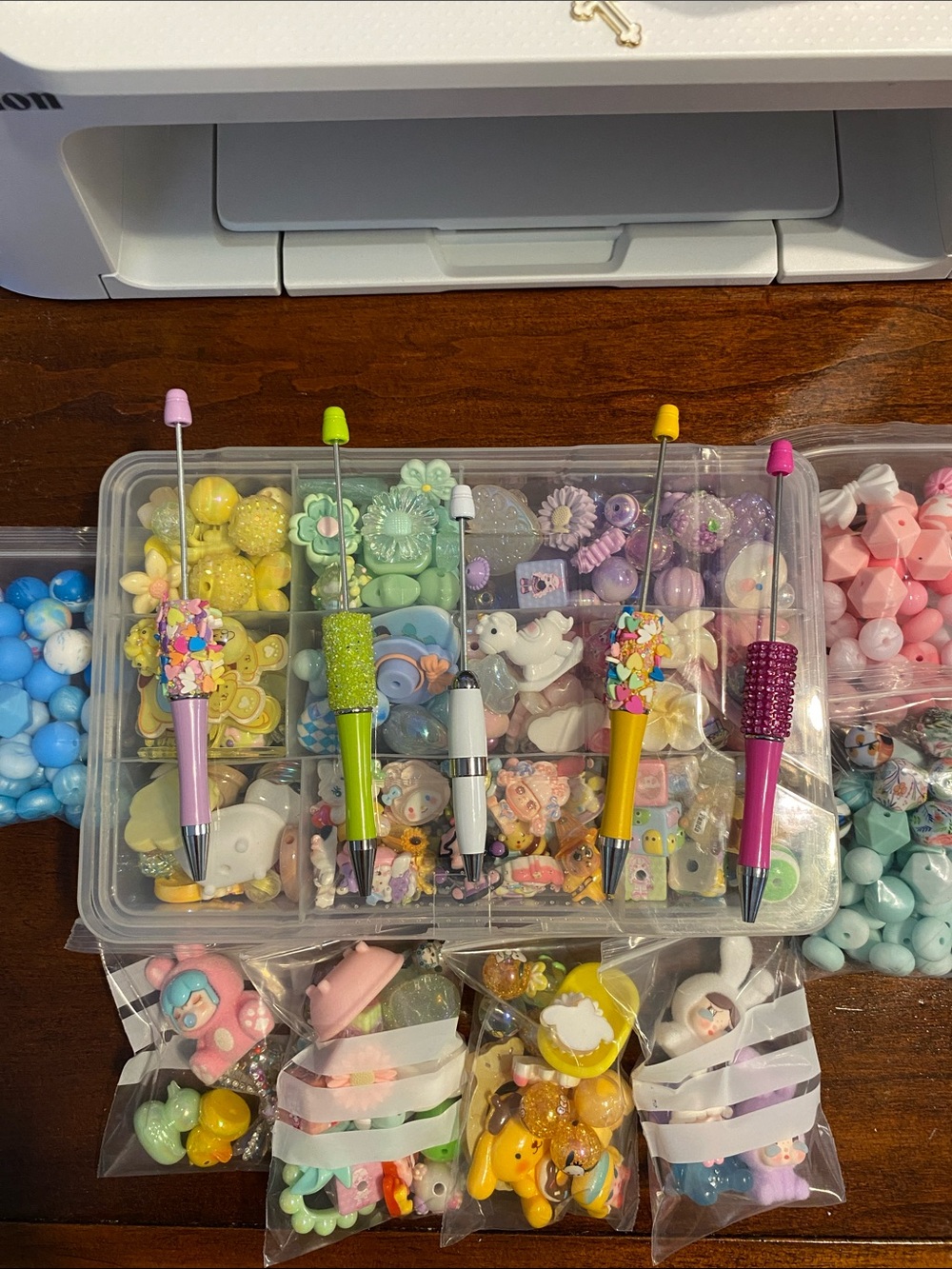 Bundle beads mix Pop Mart type color Theme flat backs, focals, silicone
